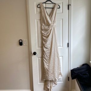 Fame & Partners champagne matte satin dress